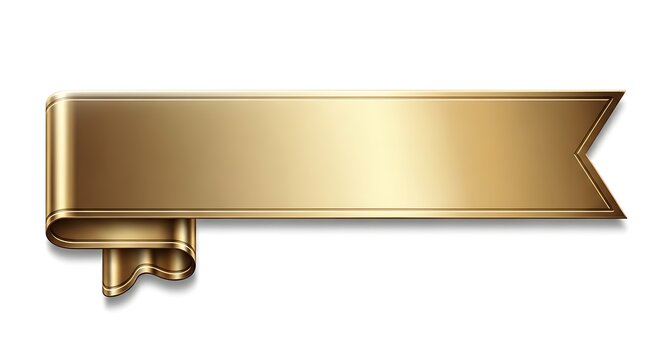 Golden Ribbon Banner with Metallic Sheen and Folded Corner