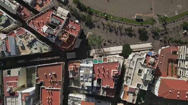 Buildings Beach Promenade Overhead Aerial Birds Eye View Tenerife Canary Island Los Cristianos