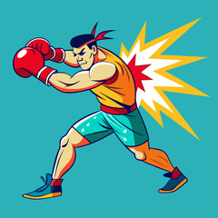 Dynamic Boxer Punch Illustration &ndash; Professional Boxing Sport Vector Artwork
