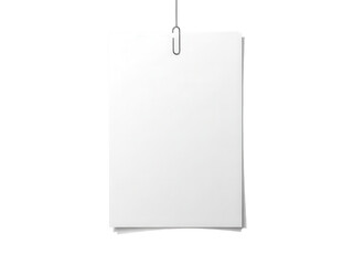 A blank white paper with a small hole punched in the top corner. isolated on transparent background