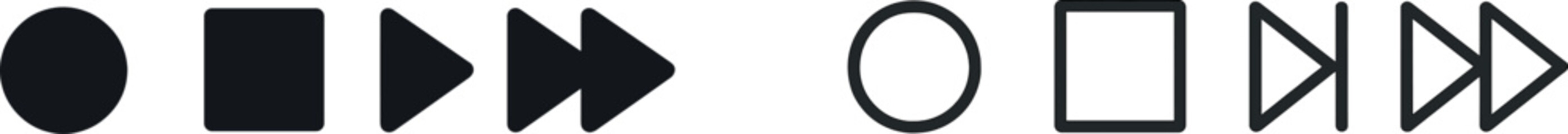 Four distinct geometric shapes are displayed: a circle, square, and two arrow icons. The minimalist design emphasizes their clean lines and simplicity, ideal for graphic design contexts.