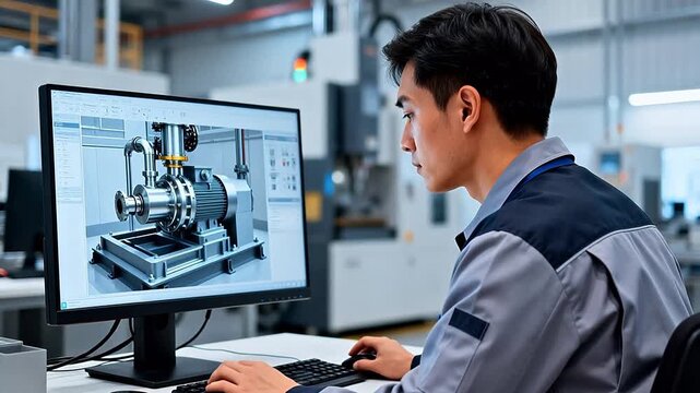 Engineer working on machine design