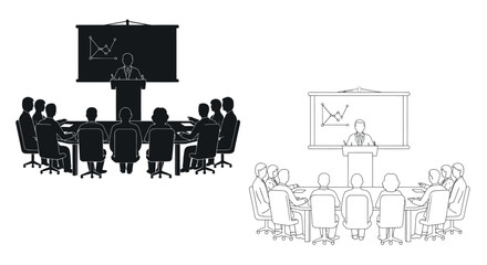 Obraz premium Business presentation in a conference room with audience members seated