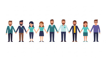 People Holding Hands Community and Unity Flat Vector Illustration