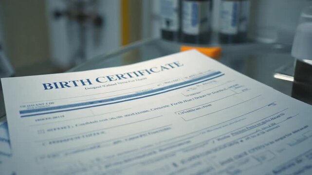 Birth certificate in the hospital.