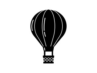 Obraz premium Black hot air ballon icon in a simple flat silhouette style