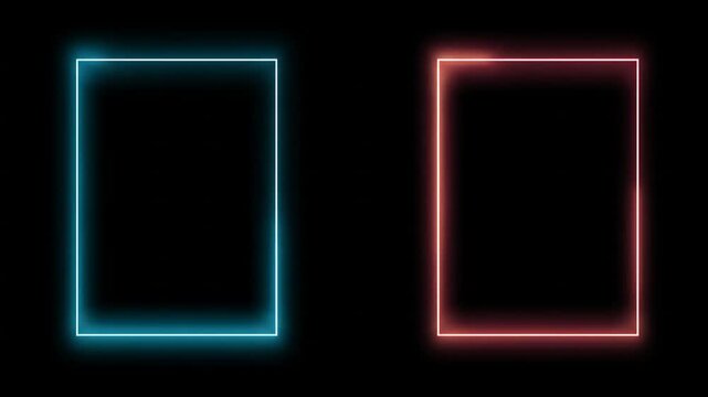 Abstract glowing neon frames on black background for design elements