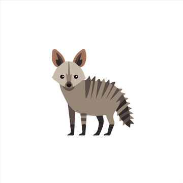 Modern flat 2D vector illustration of Aardwolf, clean and minimal design, isolated on white background.