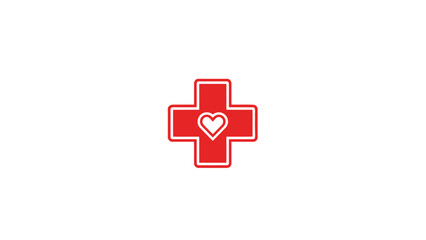 Obraz premium Red Medical Cross with Heart Symbol on White Background.