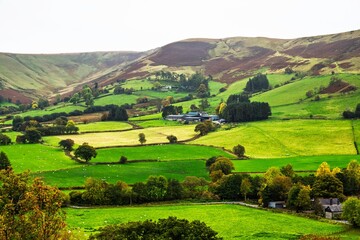 Obraz premium Farms and Fields, Wales, UK