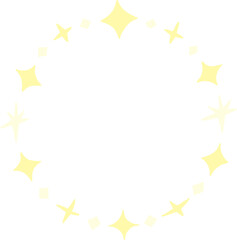 Hand Drawn Yellow Sparkle Circular Frame Transparent PNG Minimal Star Doodle Round Border