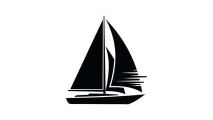 Fototapeta premium Sailing Boat Silhouette with Motion Trail on White Background.