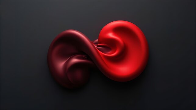 Abstract Velvet Matte Liquid Shape Crimson Red