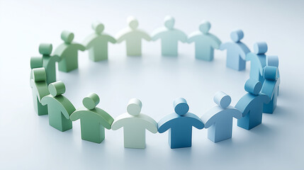 Harmony in a Circle of People: A symbol of unity and solidarity, the image showcases a circle of interconnected figures, embodying the essence of collaboration and the strength found in togetherness.