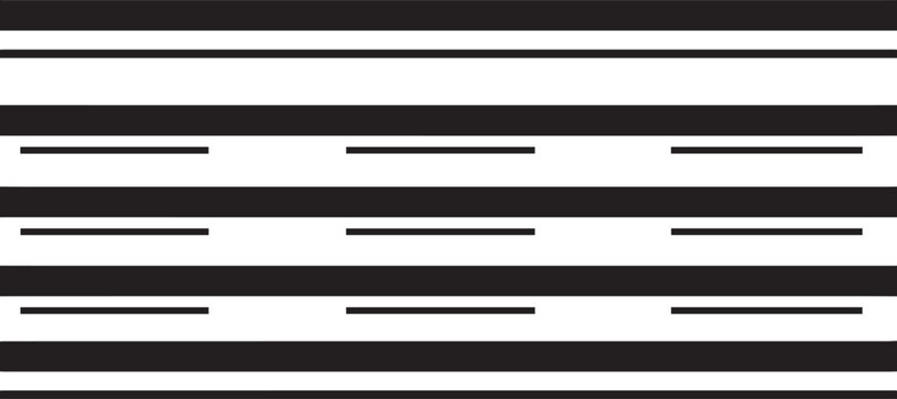 Black and White Geometric Z&ouml;llner Optical Illusion Pattern with Parallel Horizontal Lines and Slanted Hatching for Abstract Vector Background