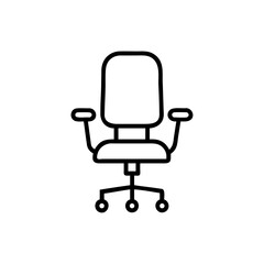 Fototapeta premium This contemporary ergonomic black leather office chair with wheels is a comfortable business furniture object isolated on a white background for interior design work