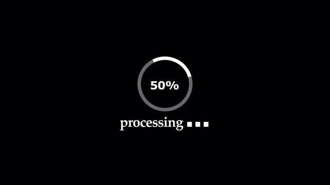 Abstract Circle loading processing bar icon animation  concept . Processing from 0 to 100 transfer on transparent  background. 4K animation with alpha channel 