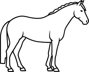 Obraz premium Simple line drawing of a horse standing in profile view.