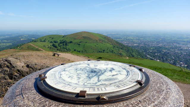 The trig point on the Malvern Hills, Worcestershire