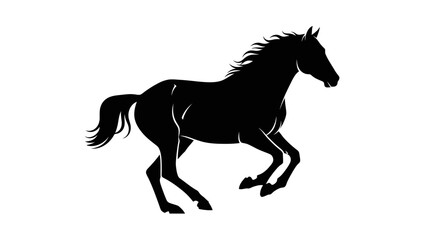 Obraz premium Silhouette of a running horse against a white background.