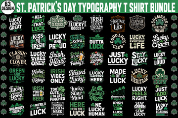 St. Patrick&rsquo;s Day Typography T-Shirt Bundle Lucky Irish Quote SVG Designs