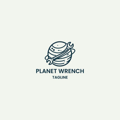 Obraz premium Planet wrench logo style icon design template vector illustration