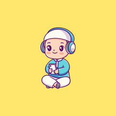 Boy Listening to Music on Phone