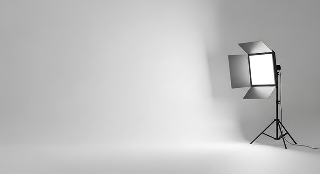 Professional photography studio setup with softbox lighting and white cyclorama wall for high-end commercial product shoots and minimalist backdrops