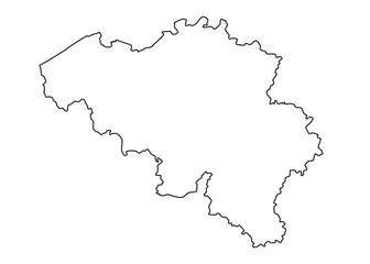 Fototapeta premium Vector map of Belgium, a country in Northwestern Europe. Detailed black contour, isolated on white background.