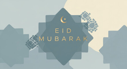 Naklejka premium Elegant Eid Mubarak Greeting Card