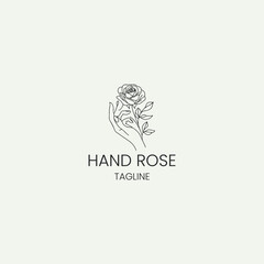 Hand rose logo style icon design template vector illustration