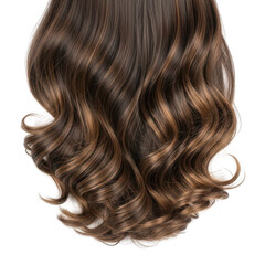 Fototapeta premium A close-up view of a woman's long, wavy, and highlighted brown hair