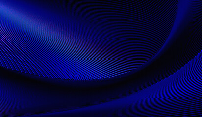 A pattern of fine, curved, wavy lines. The electric blue color, which stands out against the dark background, creates a futuristic and dynamic impression, similar to the appearance of fiber optics or  © Mifta