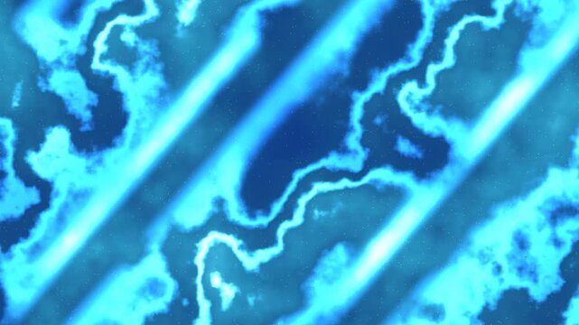 Swirling blue and white patterns radiate dynamic light and motion