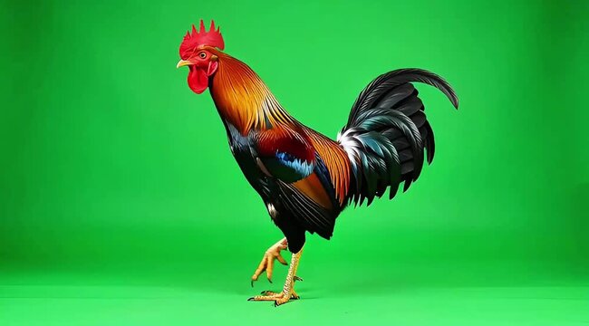 Rooster Flapping Wings on Green Screen Chroma Key Bird Action