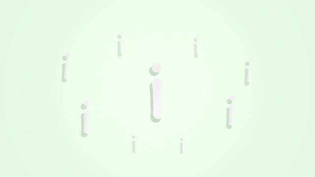 Circular cluster of lowercase i's floats on green gradient