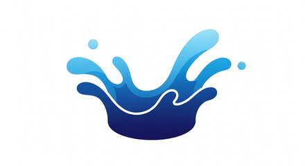 Splash of blue water droplets on a white background dynamic liquid movement