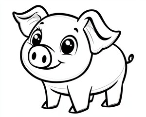 Fototapeta premium Charming Cartoon Pig Character with Big Expressive Eyes, Cute Design for Children s Illustrations