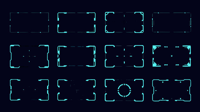 Abstract digital display of glowing turquoise brackets on a dark background