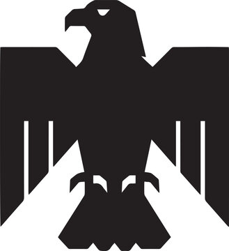 Black silhouette of a stylized eagle with outstretched wings on a white background bird
