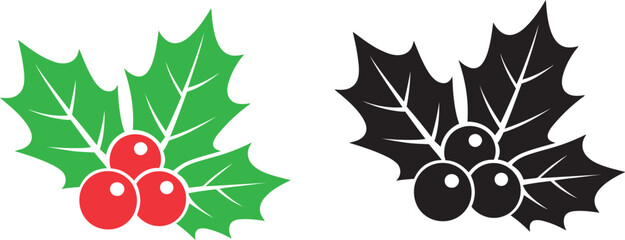 Holly Berries Flat Illustration &ndash; Christmas Decorative Icon Isolated Vector