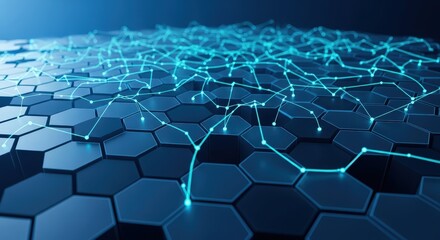 Obraz premium Business Strategy Skills Matrix Contemporary digital background featuring vibrant cracked hexagon structures