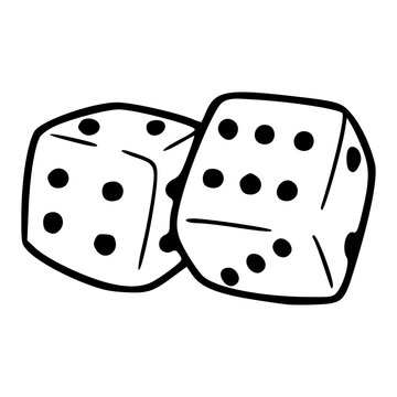 pair of gaming dice outline for leisure and entertainment design