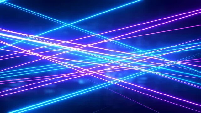 Colorful neon light beams intersecting in a dynamic pattern. Represents energy, creativity, and modern technology in visual design