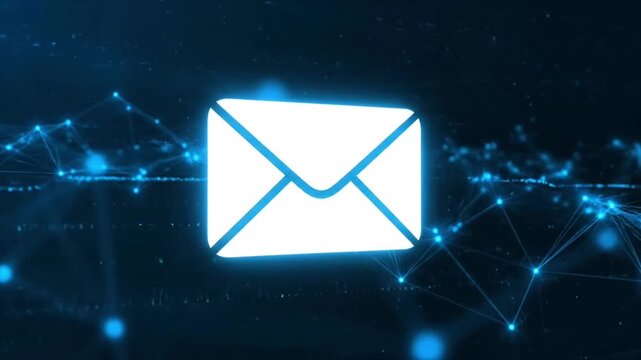 Email Communication Icon on Digital Network Background