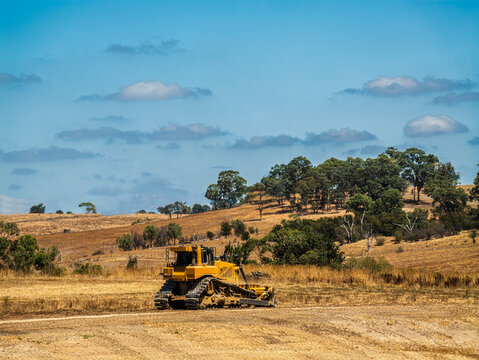 Caterpillar D9 Crawler Bulldozer In Australian Paddock