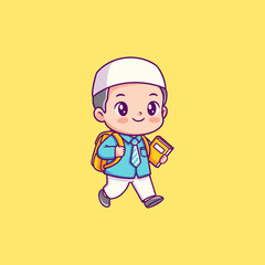 Muslim Boy Going to School