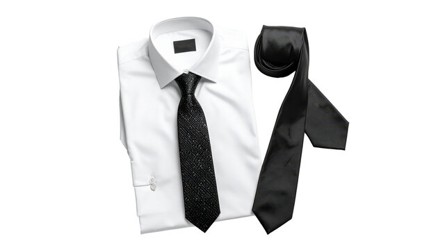 Professionalism and Corporate Style Folded White Shirt With Black Tie On Transparent Background Business Attire For Formal Occasions