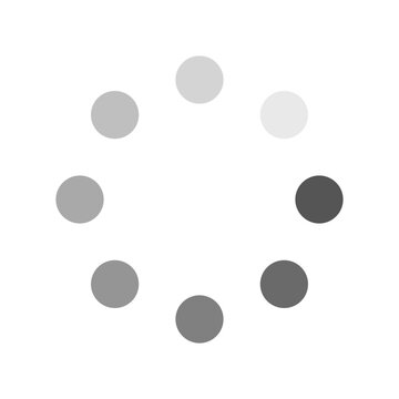 minimalist loading spinner icon with grey circle dots for buffering and progress status in app interface