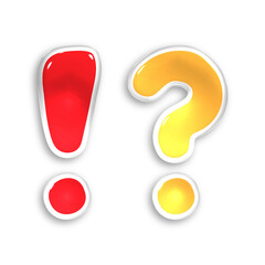 ぷっくりとした光沢のあるビックリマーク＆はてなマーク　立体的でつやつやとしたインテロバングの画像単品